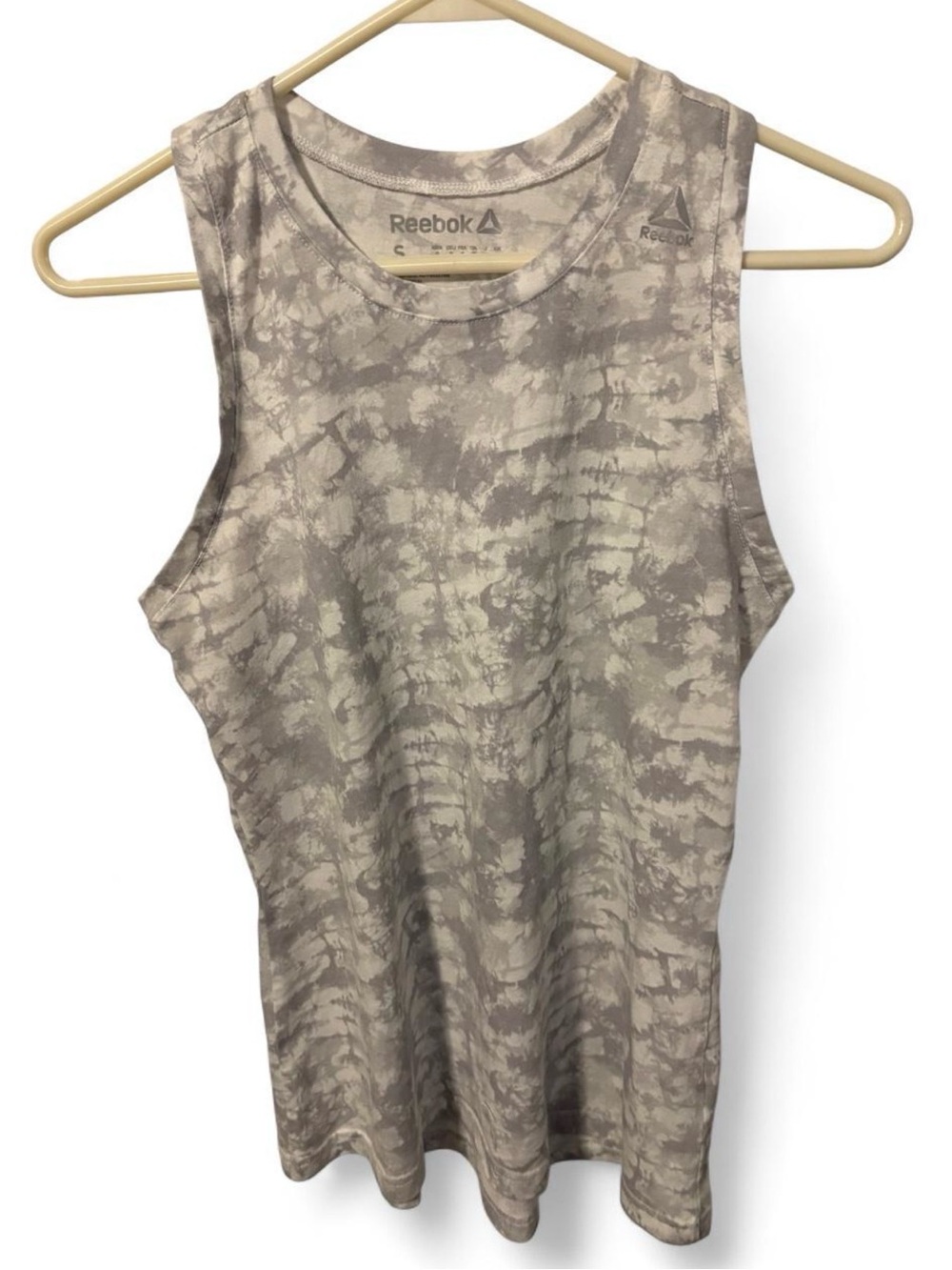 Reebok Tie Dye Gray White Activewear Muscle Tank Top Shirt Small